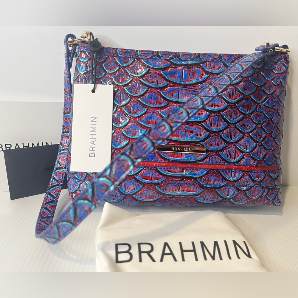 BRAHMIN LORELEI Crock Embossed Genuine Leather Shoulder Bag
